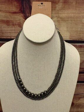 ISAC 17" Polished Western Bead 3-strand Necklace Handmade Navajo Style